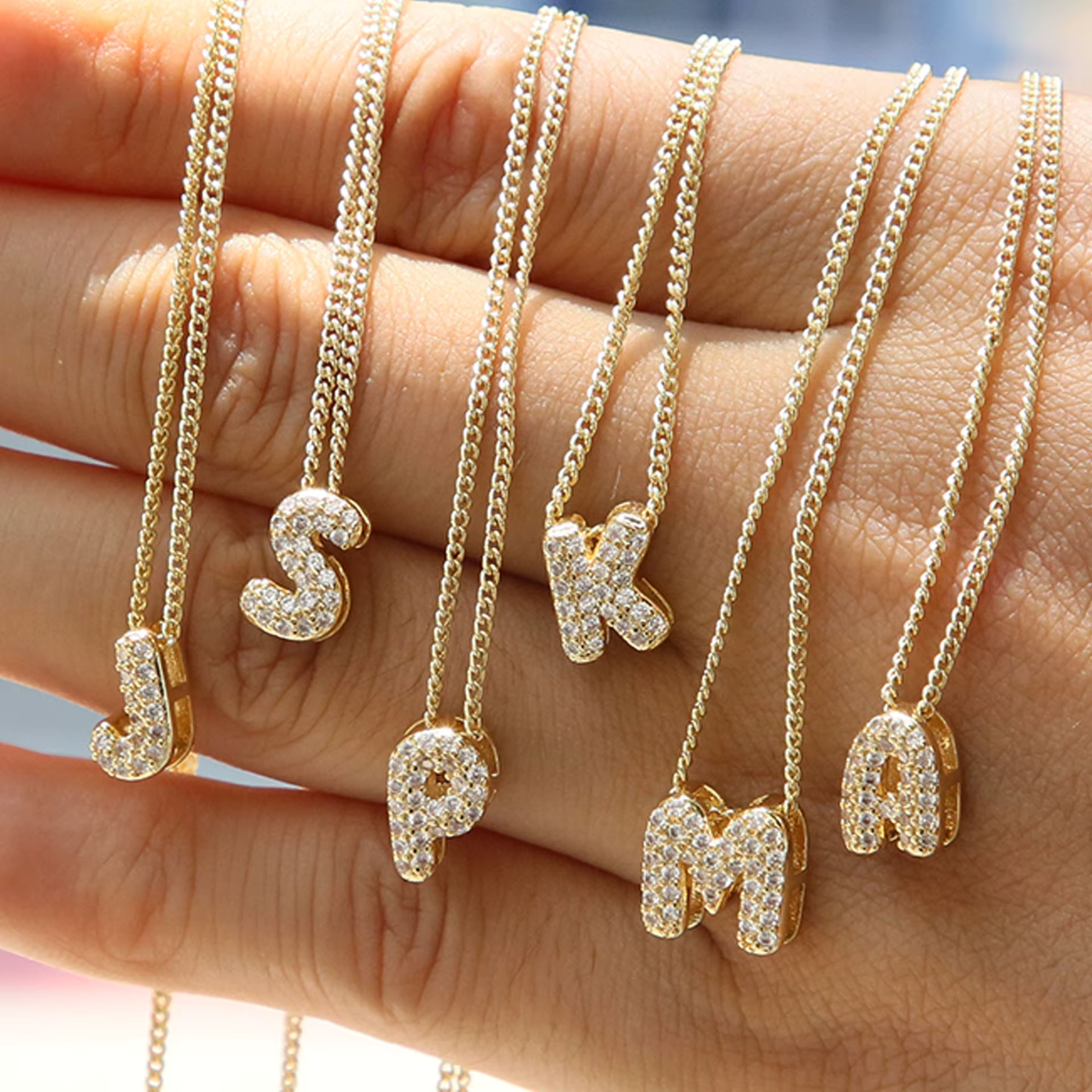 Medium Pave Initial Necklace