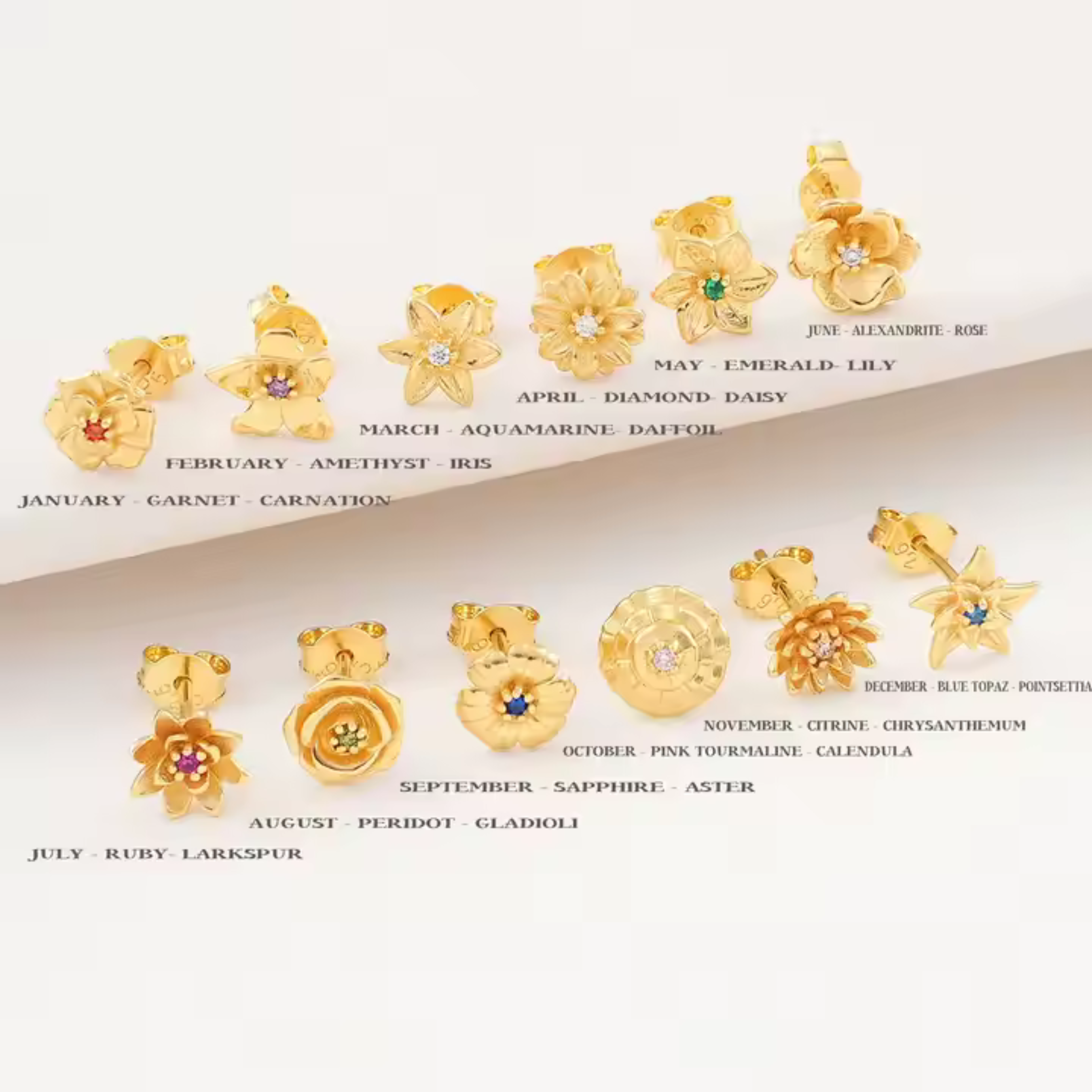 Birthstone Flower studs